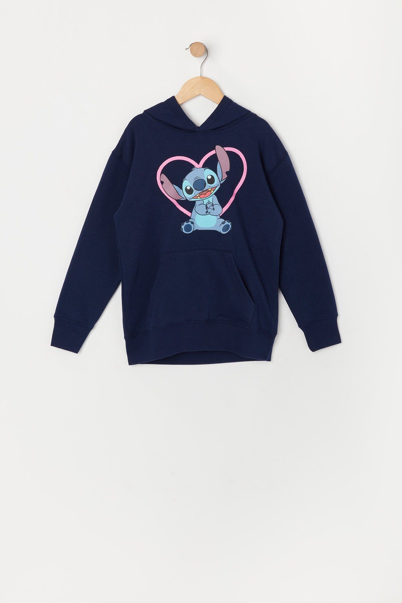 Girls Dark Blue Stitch Graphic Fleece Hoodie sold by Urban Planet