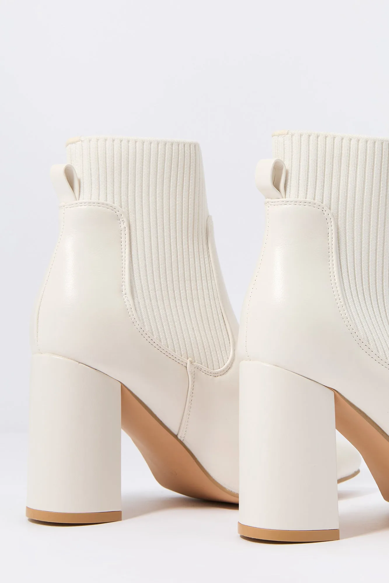 Faux Leather Ribbed Knit Heeled Boot sold by Urban Planet product image thumbnail 4
