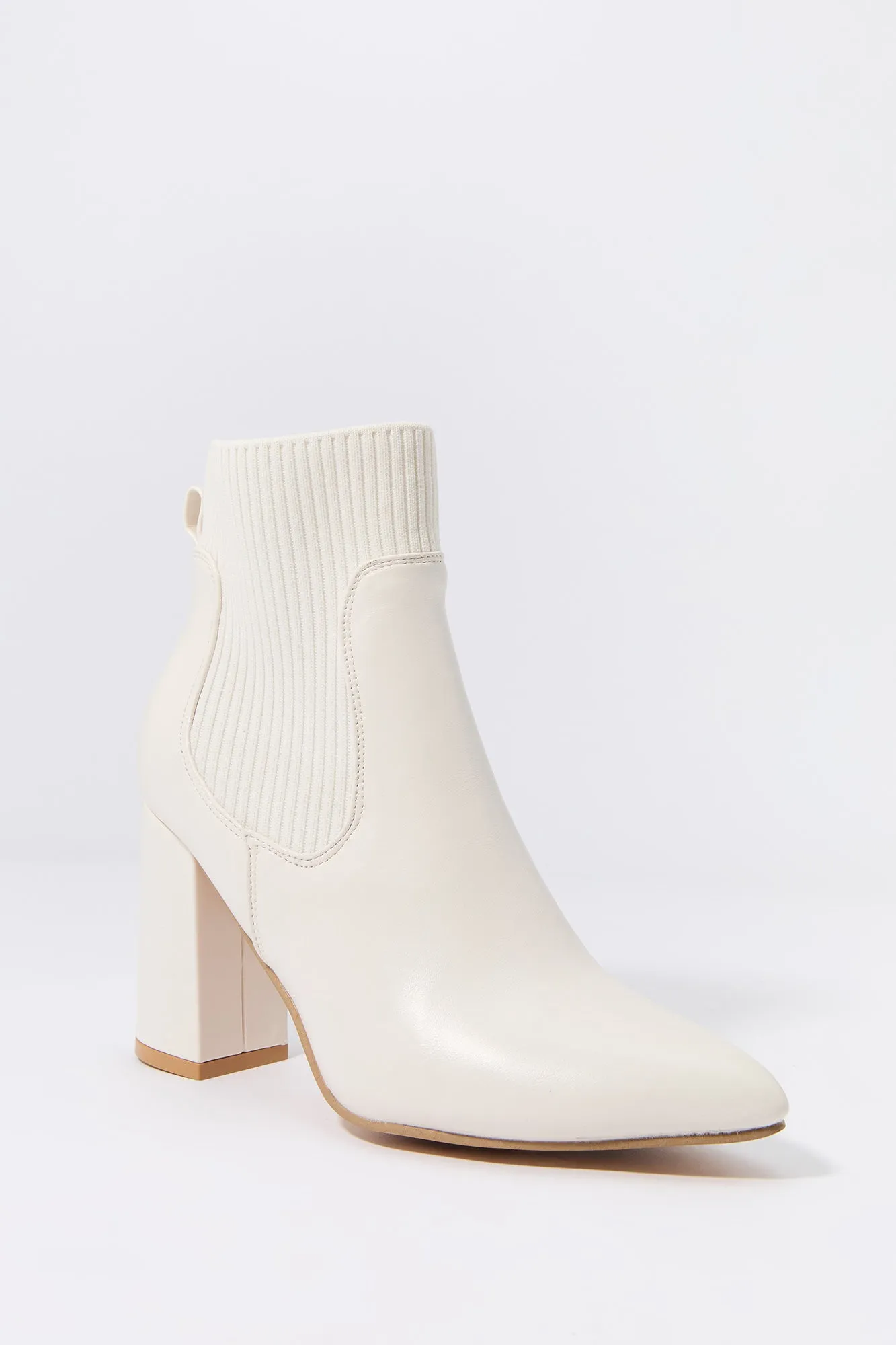Faux Leather Ribbed Knit Heeled Boot sold by Urban Planet product image thumbnail 2