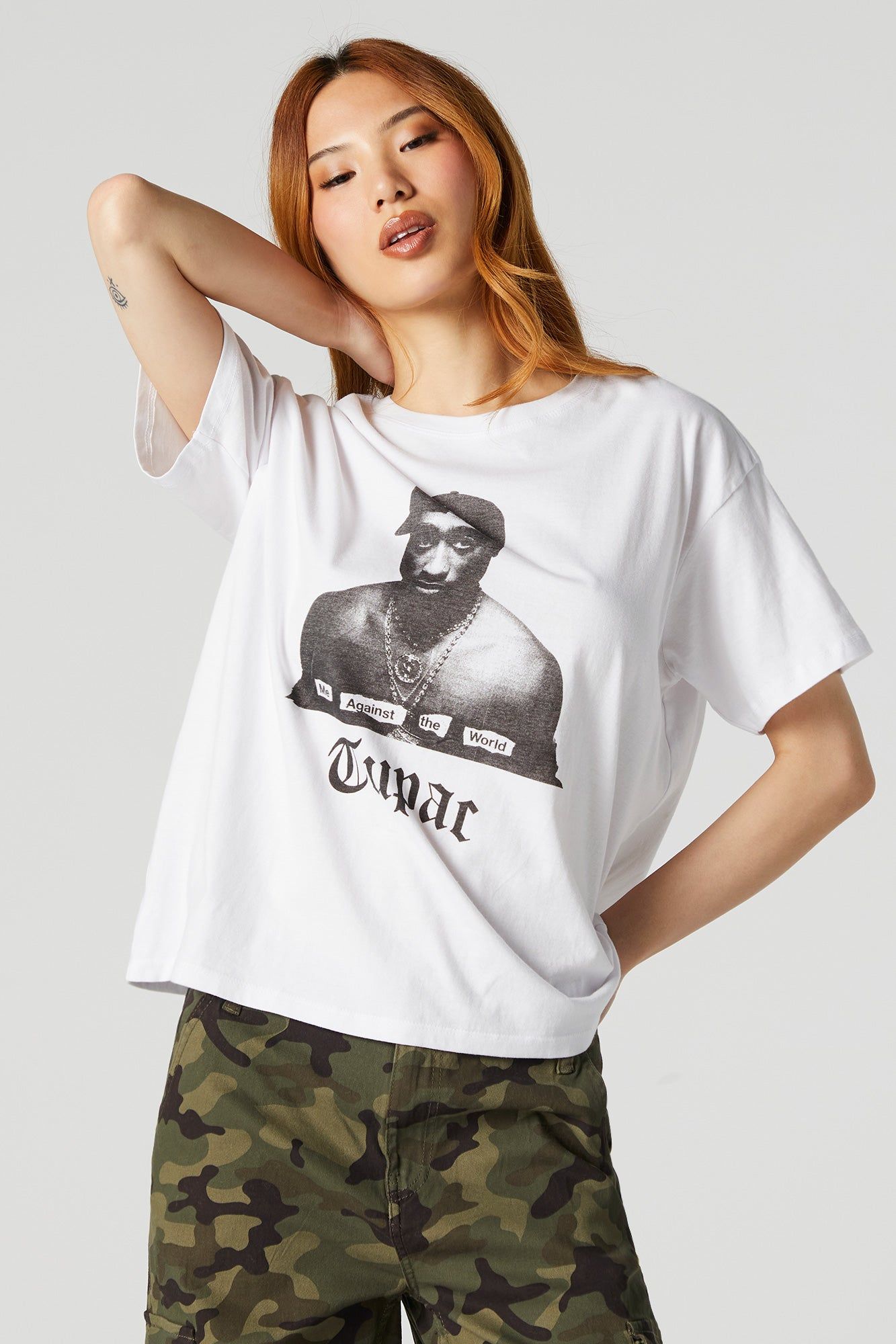 Tupac Me Against The World Graphic Boyfriend T-Shirt sold by Urban Planet product image thumbnail 2