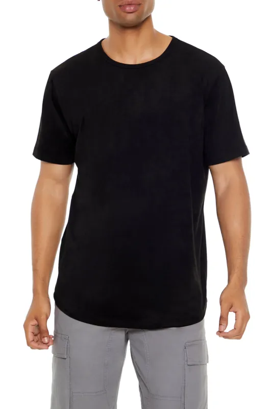 Velour Curved Hem T-Shirt made by Forever 21