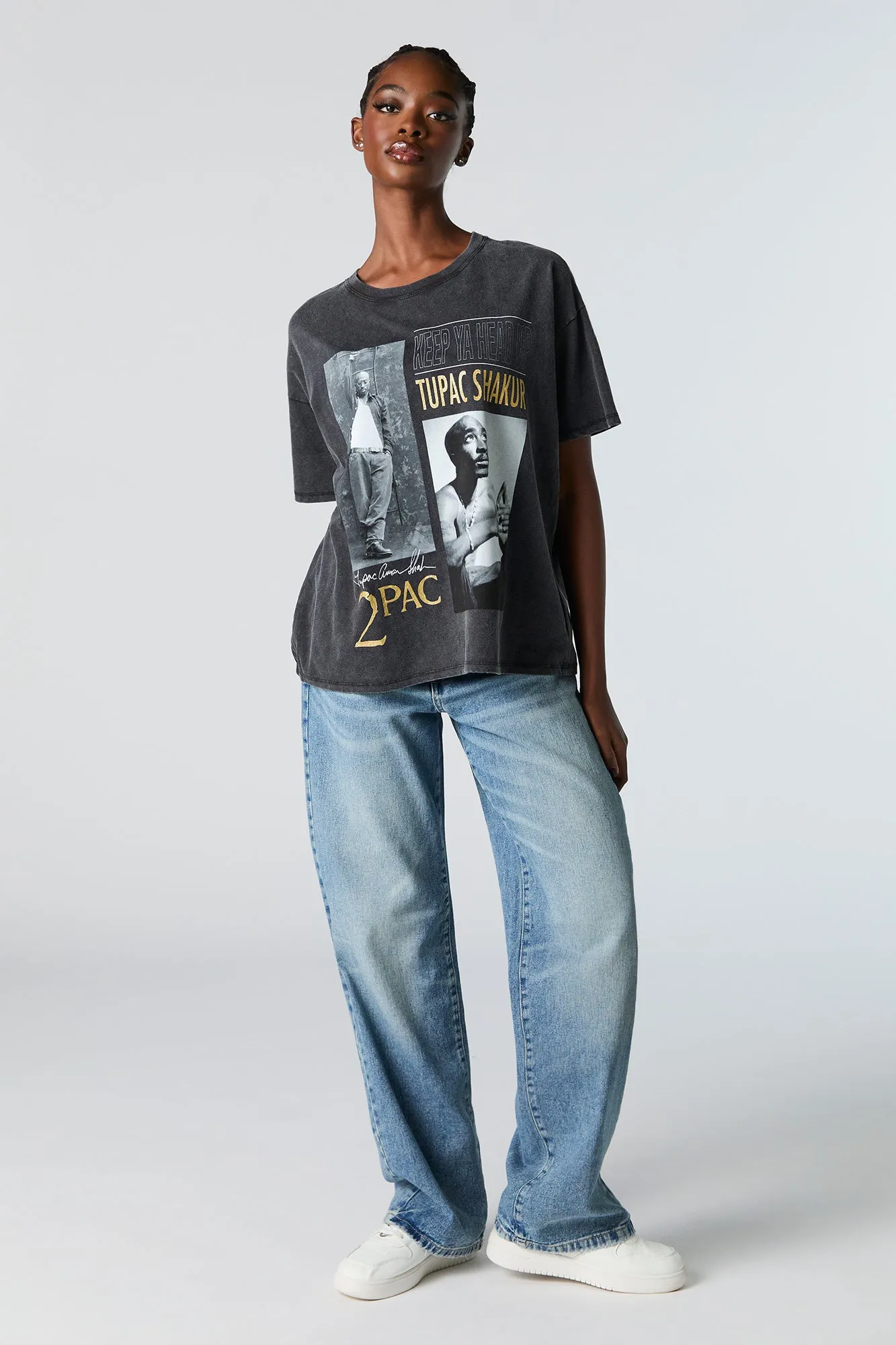 Tupac Graphic Washed Boyfriend T-Shirt sold by Urban Planet product image thumbnail 2