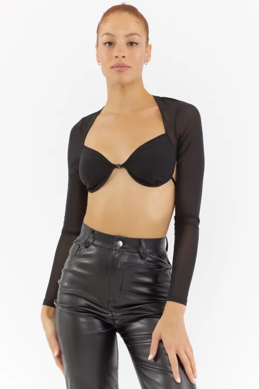 Mesh Long Sleeve Cut-Out Top sold by Urban Planet