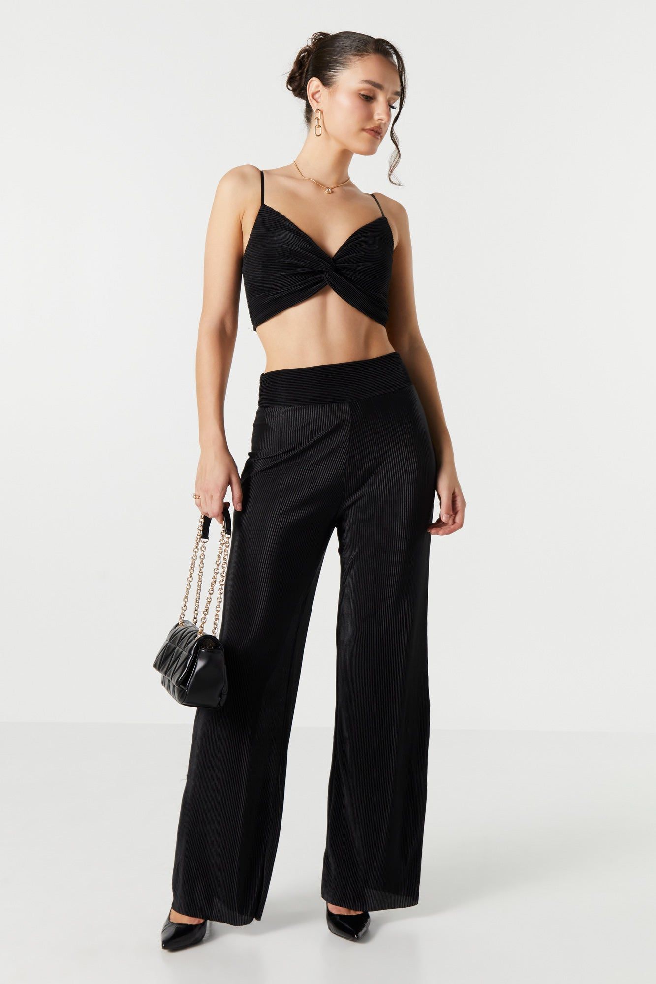 Crinkle Satin Crop Top sold by Urban Planet product image thumbnail 3