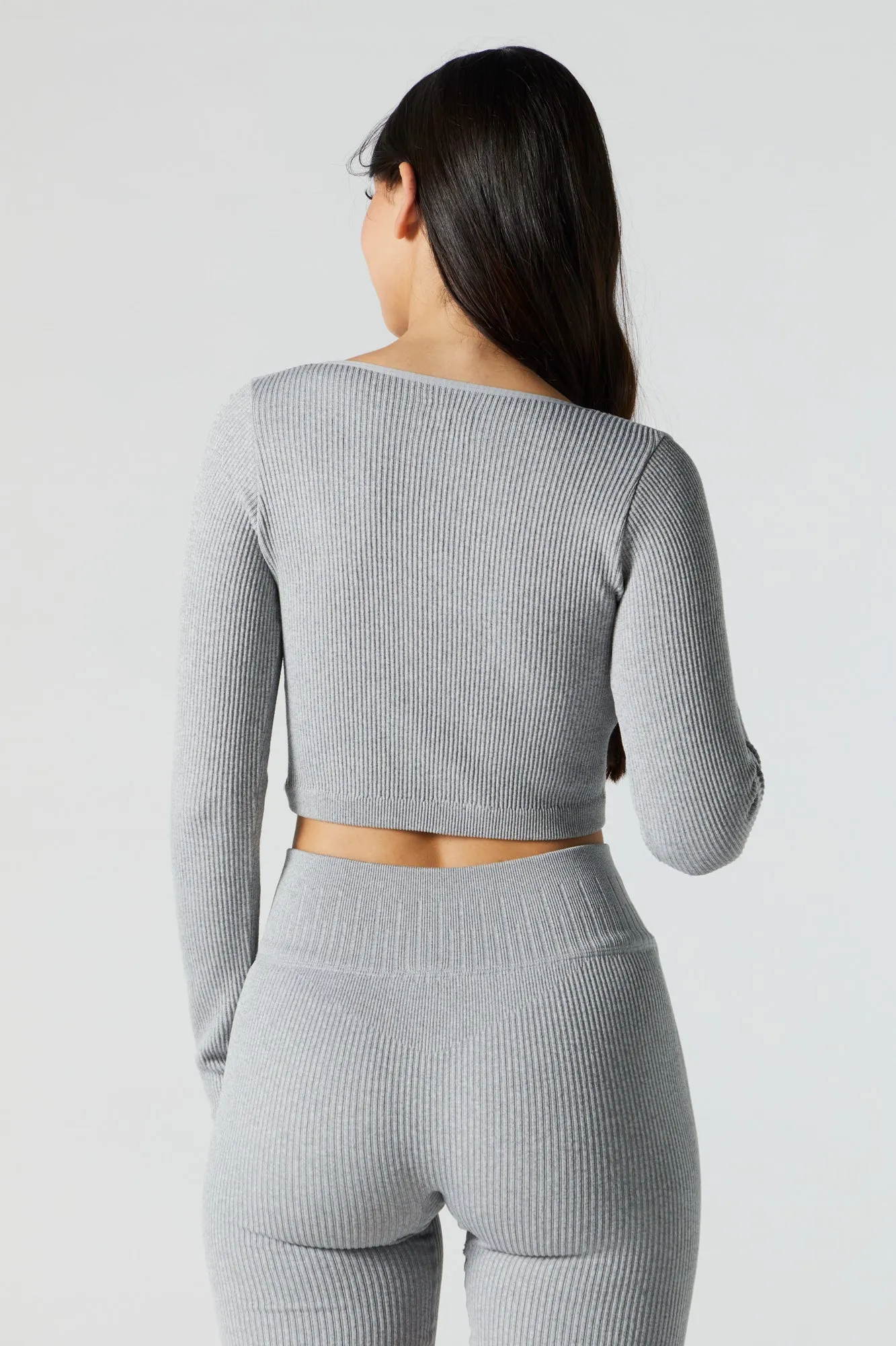 Grey Sommer Ray Active Seamless Long Sleeve Top sold by Urban Planet product image thumbnail 2