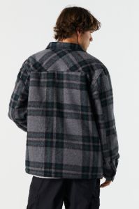 Black Faux Fur Lined Plaid Shacket sold by Urban Planet