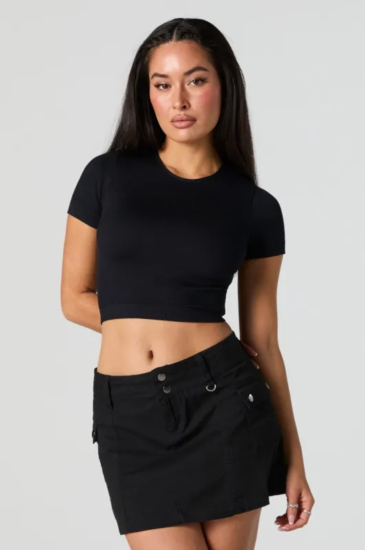 Ribbed Short Sleeve Crop Top sold by Urban Planet