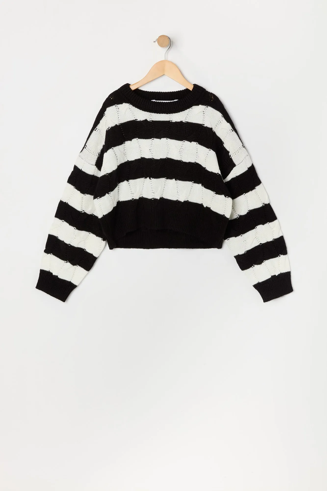 Girls Striped Cable Knit Sweater sold by Urban Planet
