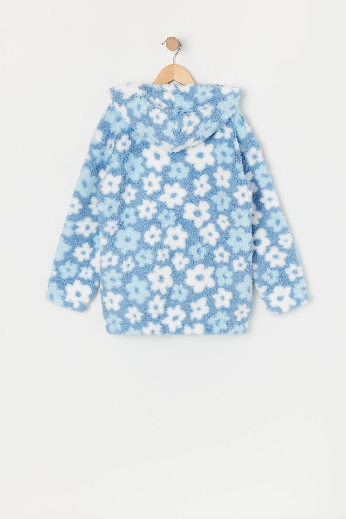 Girls Oversized Flower Sherpa Zip-Up Hoodie sold by Urban Planet product image thumbnail 2