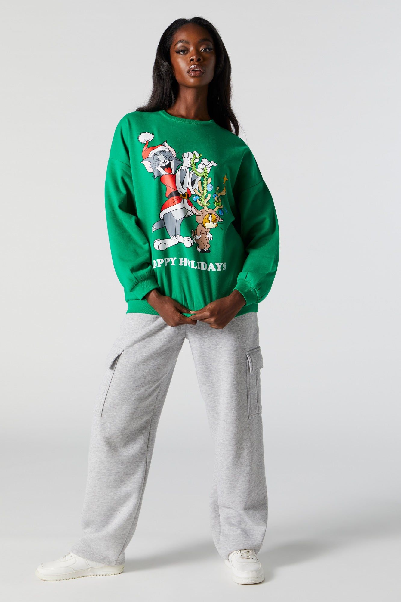 Tom and Jerry Xmas Graphic Fleece Sweatshirt sold by Urban Planet product image thumbnail 4