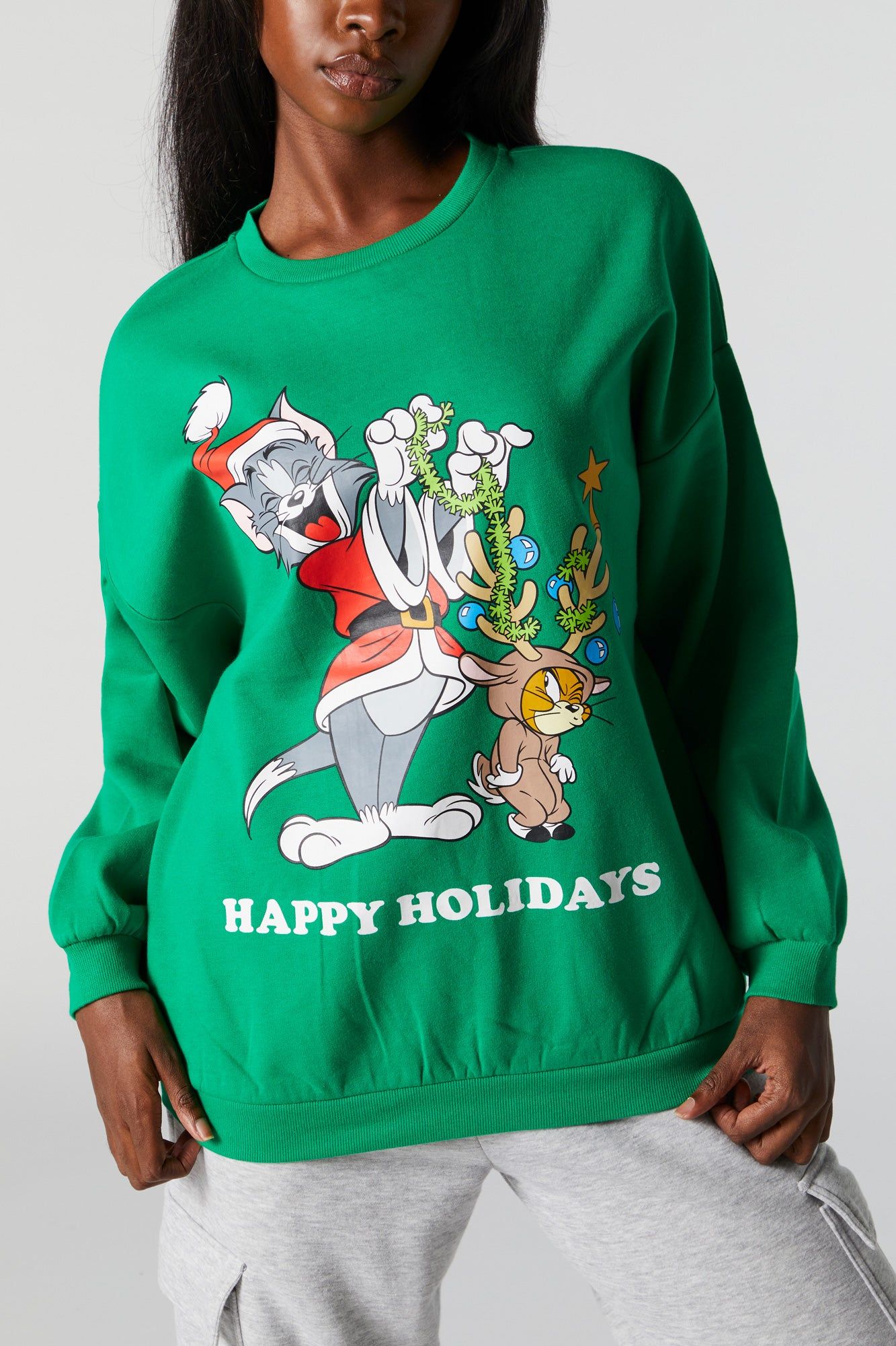Tom and Jerry Xmas Graphic Fleece Sweatshirt sold by Urban Planet product image thumbnail 2