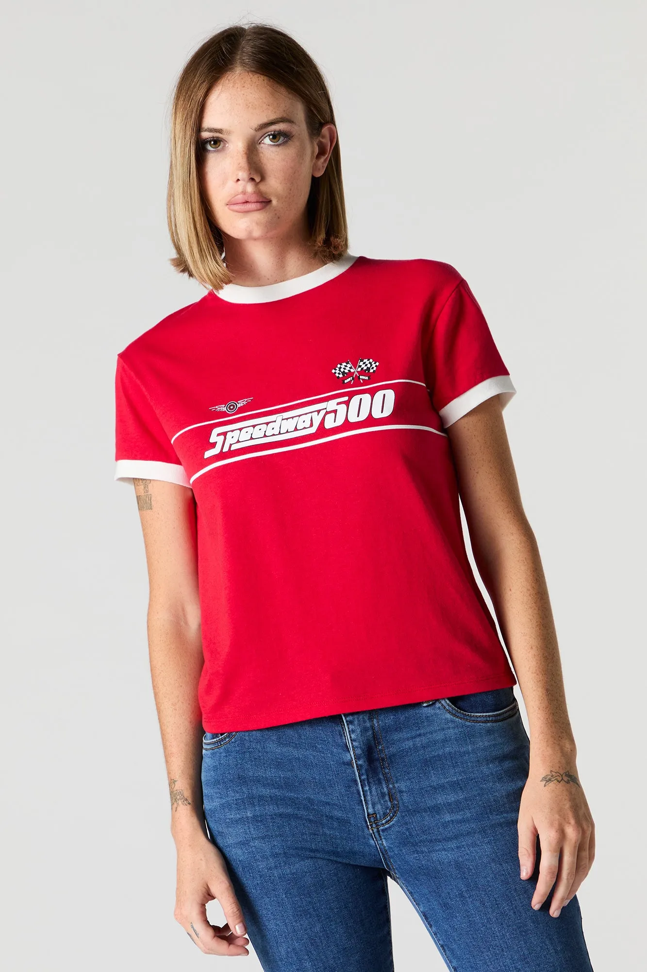 Speedway 500 Graphic Sporty Ringer T-Shirt sold by Urban Planet