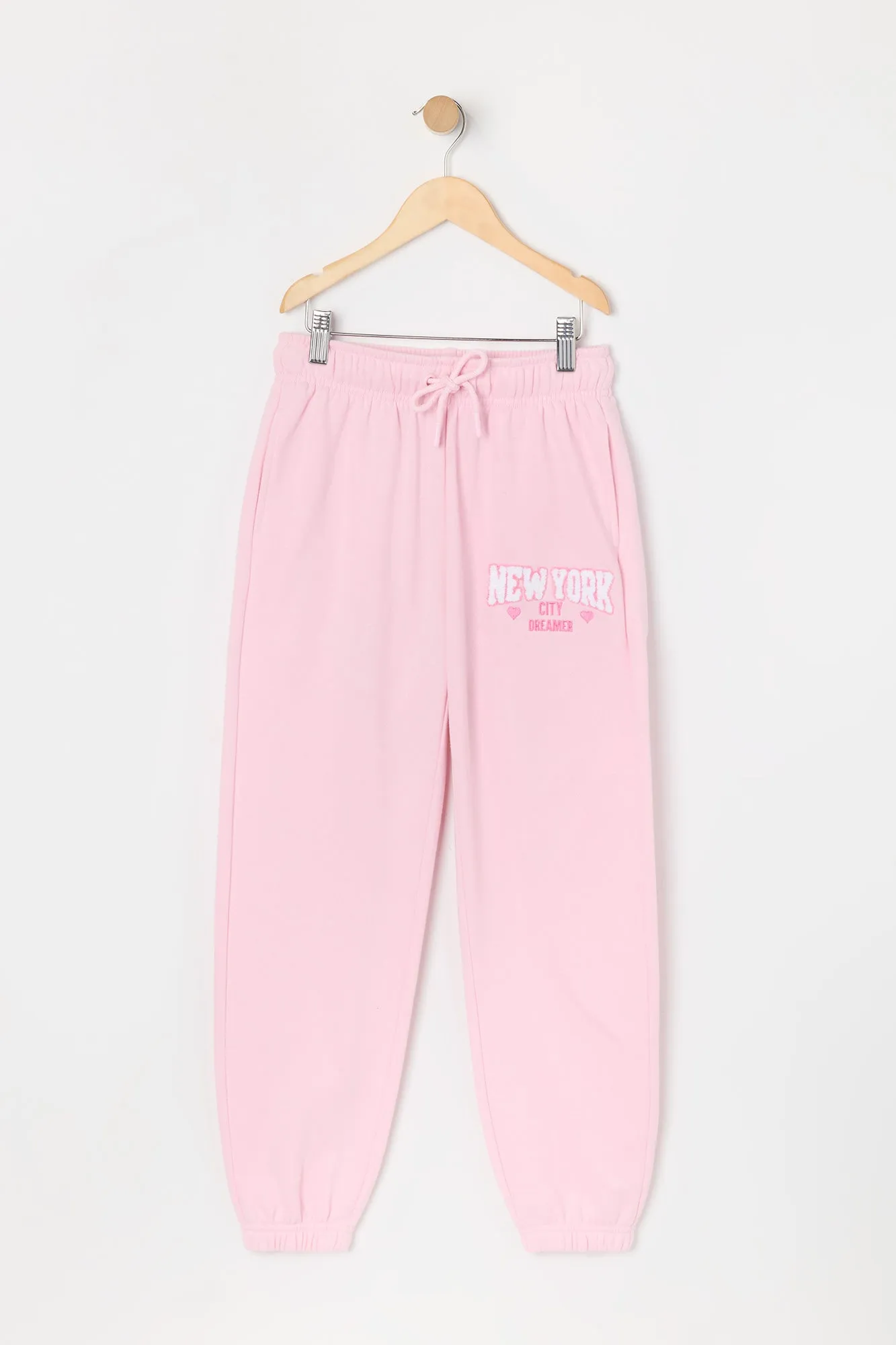 Girls New York Embroidered Fleece Jogger sold by Urban Planet