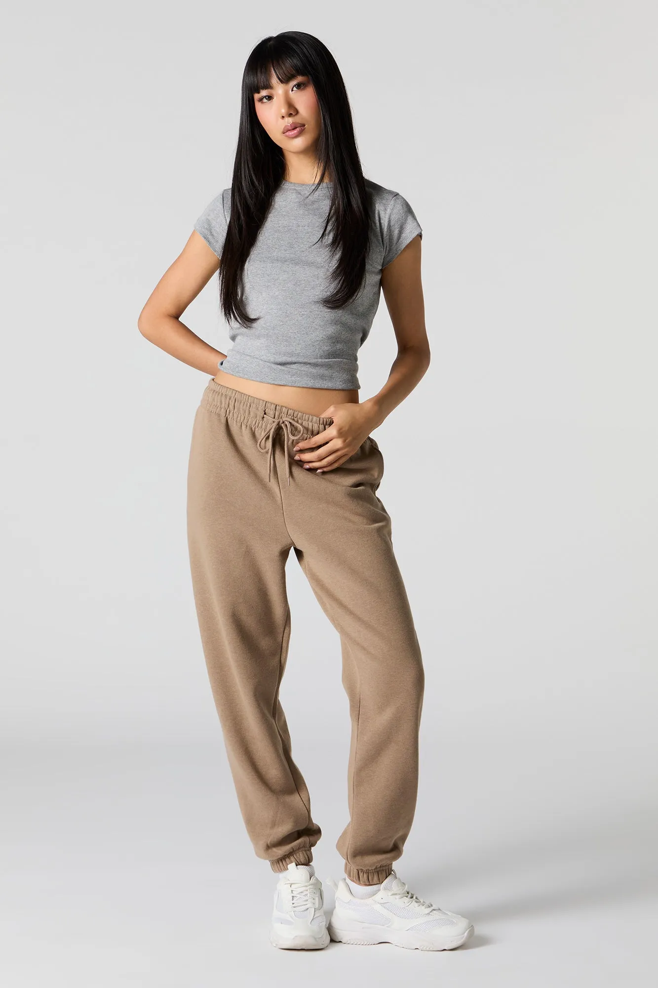 High Rise Solid Fleece Jogger sold by Urban Planet