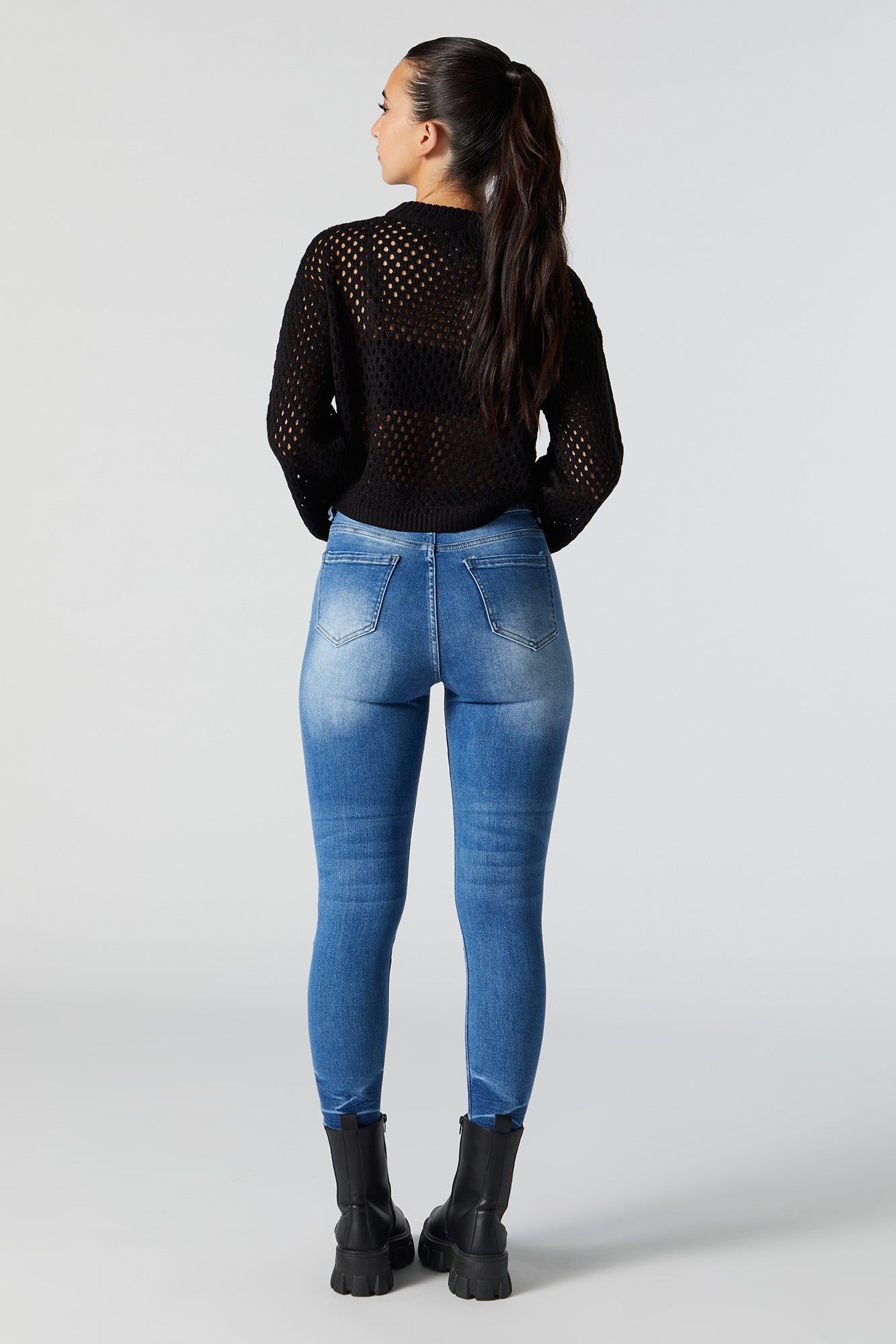 Medium Wash Crinkled Hem Skinny Jean sold by Urban Planet product image thumbnail 3