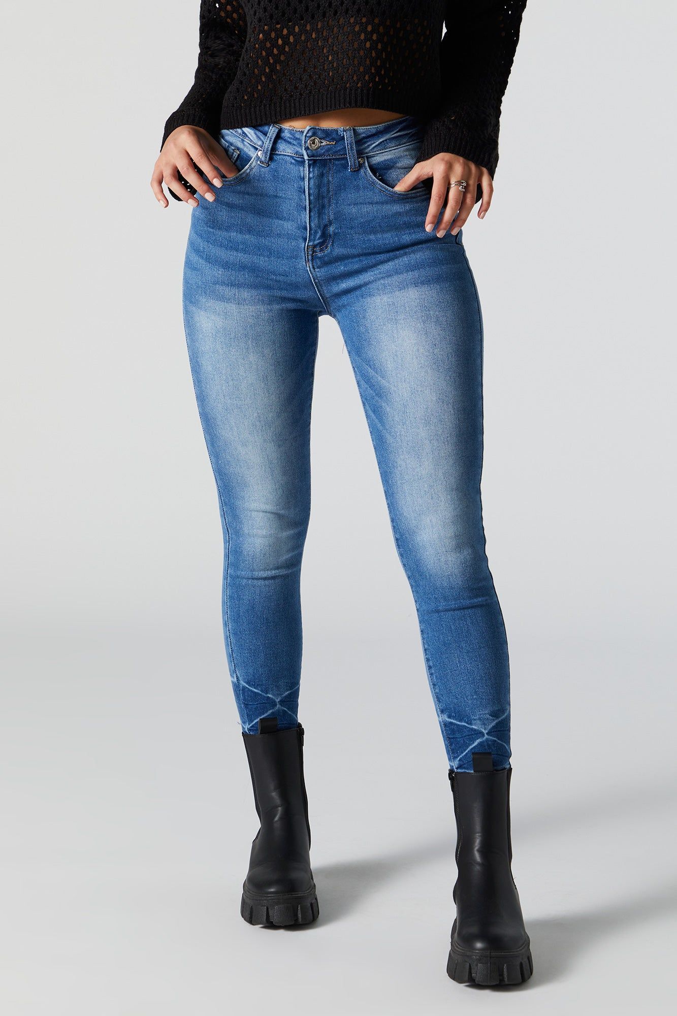 Medium Wash Crinkled Hem Skinny Jean sold by Urban Planet product image thumbnail 2