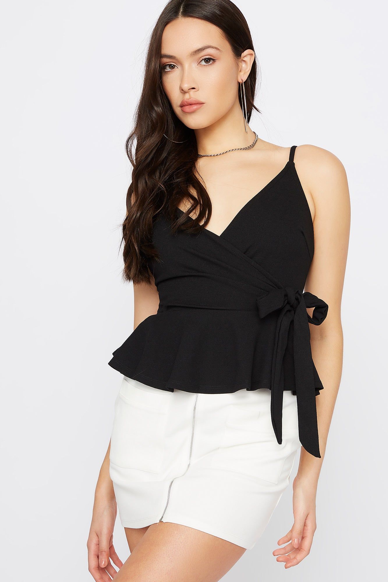Front Tie Wrap Peplum Tank sold by Urban Planet