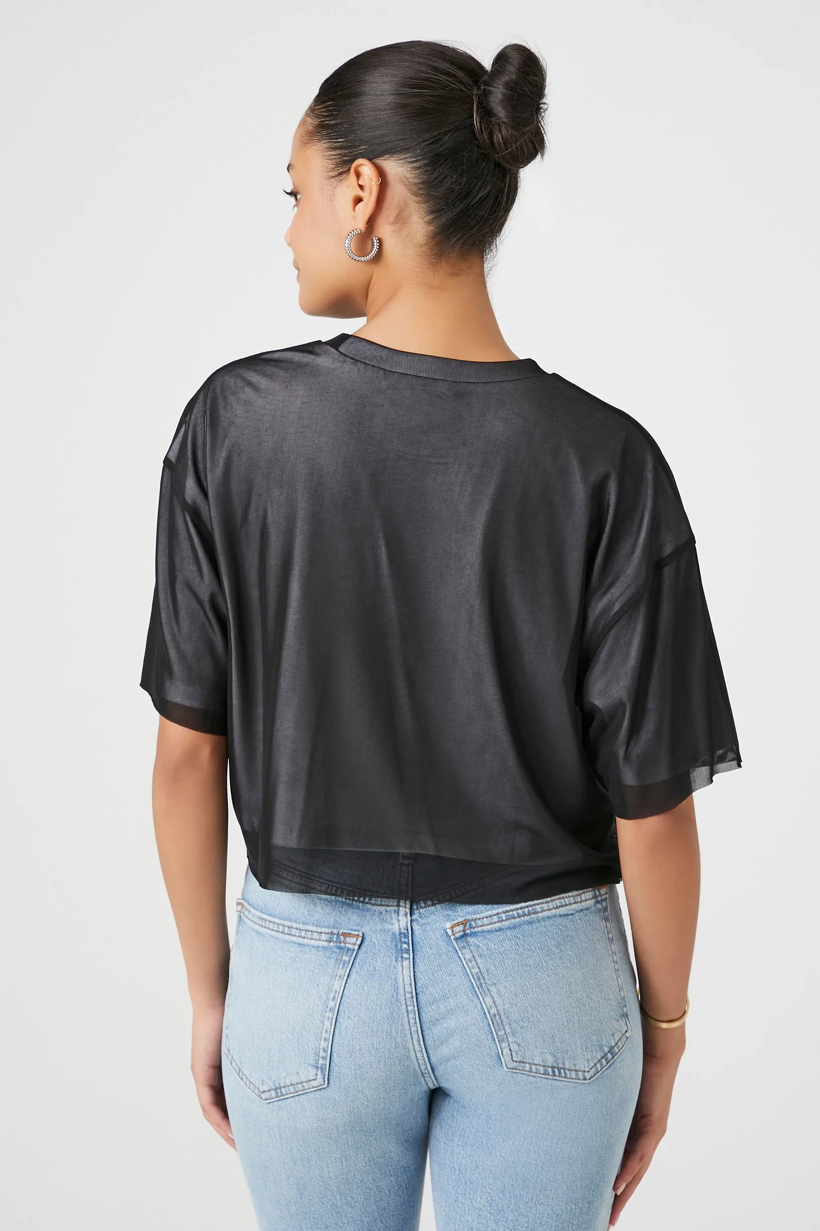 T-shirt en filet superposé avec motif brodé St Tropez sold by Urban Planet product image thumbnail 3