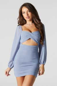 Mesh Cut Out Long Sleeve Mini Dress sold by Urban Planet