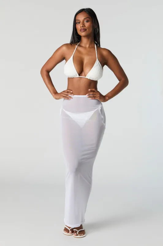 Mesh High Rise Maxi Skirt Cover Up sold by Urban Planet