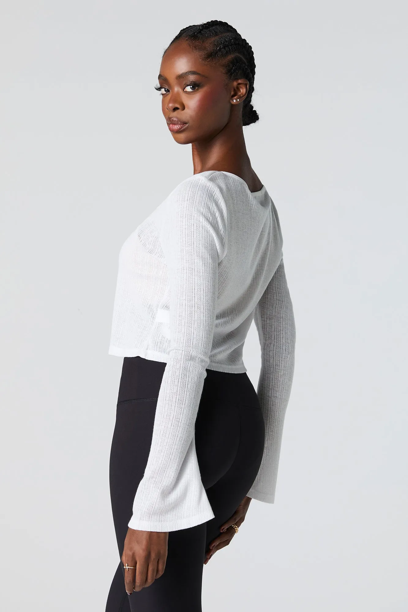 Cardigan ouvert en tricot de pointelle avec attache sold by Urban Planet product image thumbnail 2