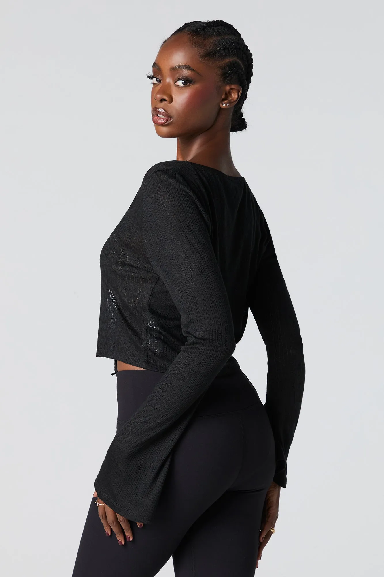 Cardigan ouvert en tricot de pointelle avec attache sold by Urban Planet product image thumbnail 5