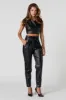 Pantalon habillé à taille plissée en similicuir métallisé sold by Urban Planet