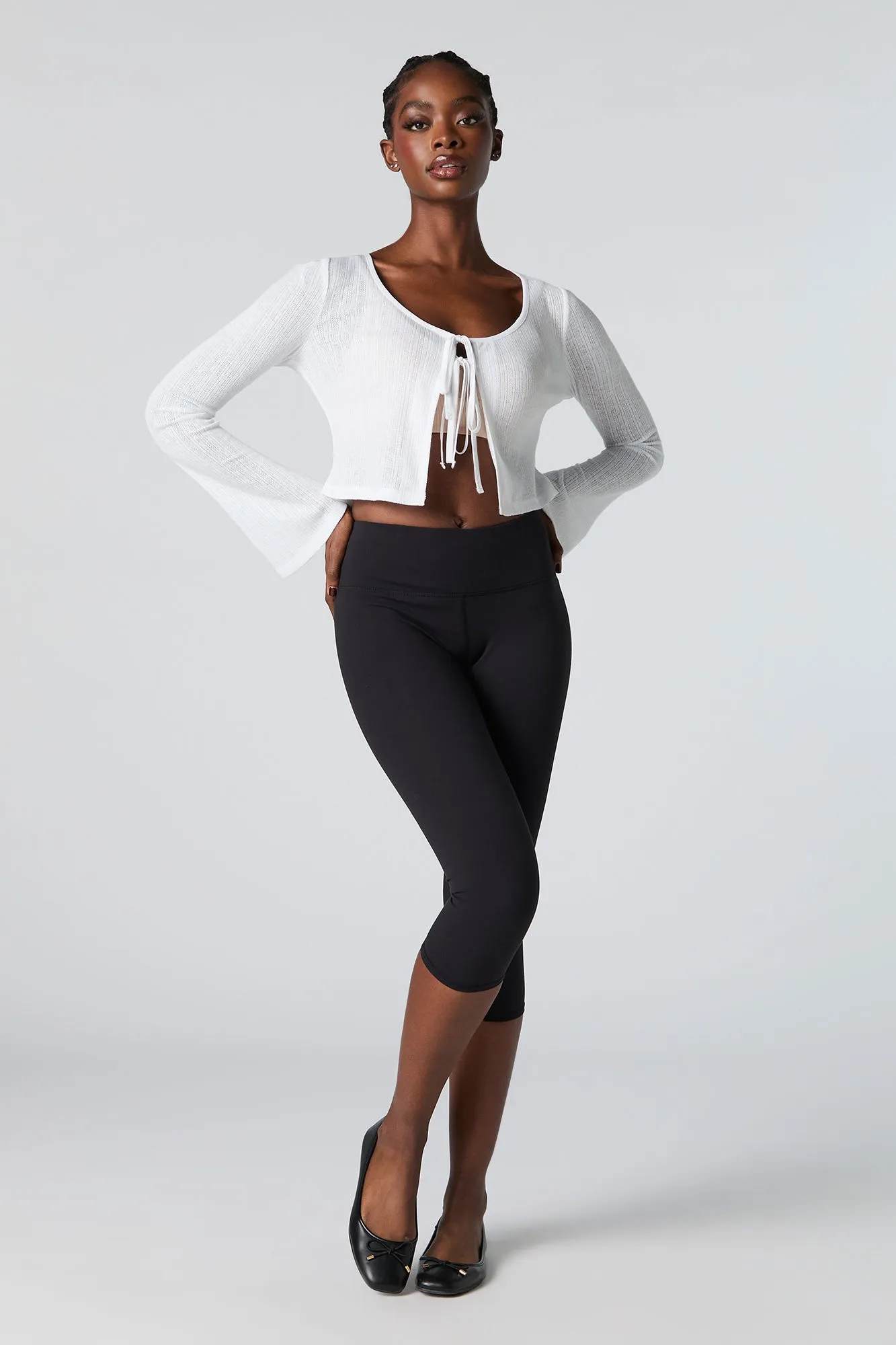 Cardigan ouvert en tricot de pointelle avec attache sold by Urban Planet product image thumbnail 3