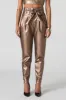 Pantalon habillé à taille plissée en similicuir métallisé sold by Urban Planet