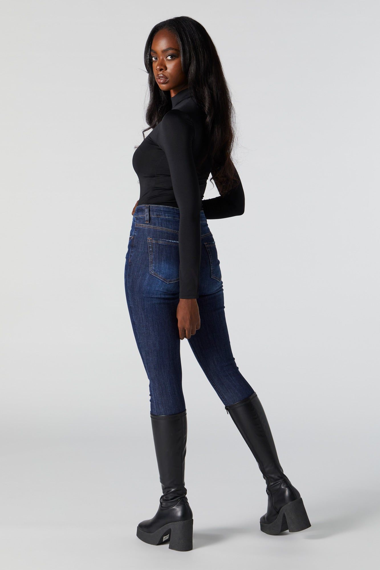High Rise Dark Wash Skinny Jean sold by Urban Planet product image thumbnail 3