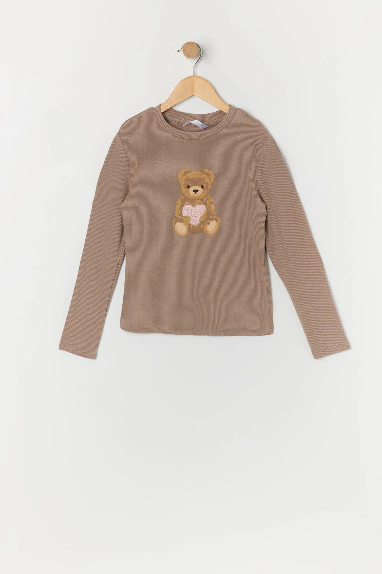 Girls Rhinestone Teddy Graphic Long Sleeve Top sold by Urban Planet