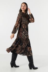 Black Floral Chiffon Tiered Maxi Dress sold by Urban Planet