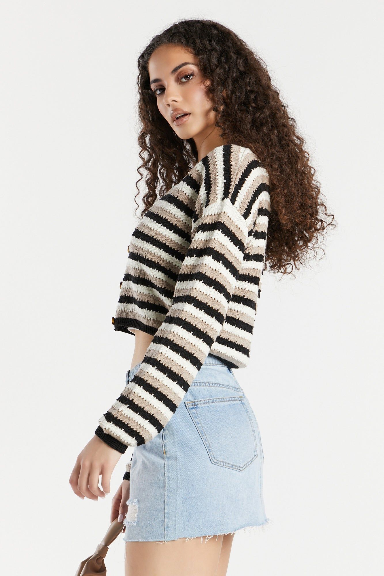 Striped Crochet Button-Up Top sold by Urban Planet product image thumbnail 2