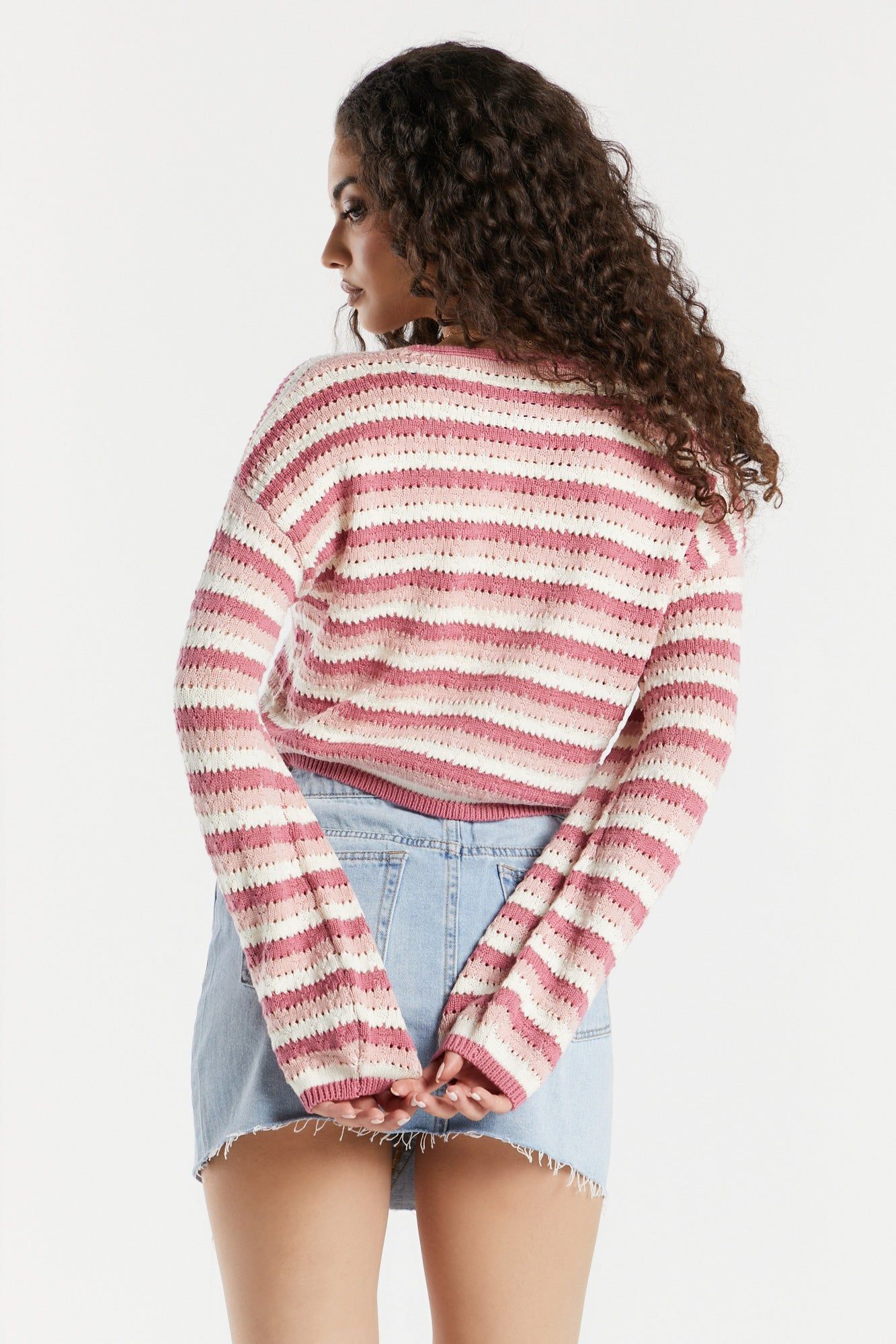 Striped Crochet Button-Up Top sold by Urban Planet product image thumbnail 8