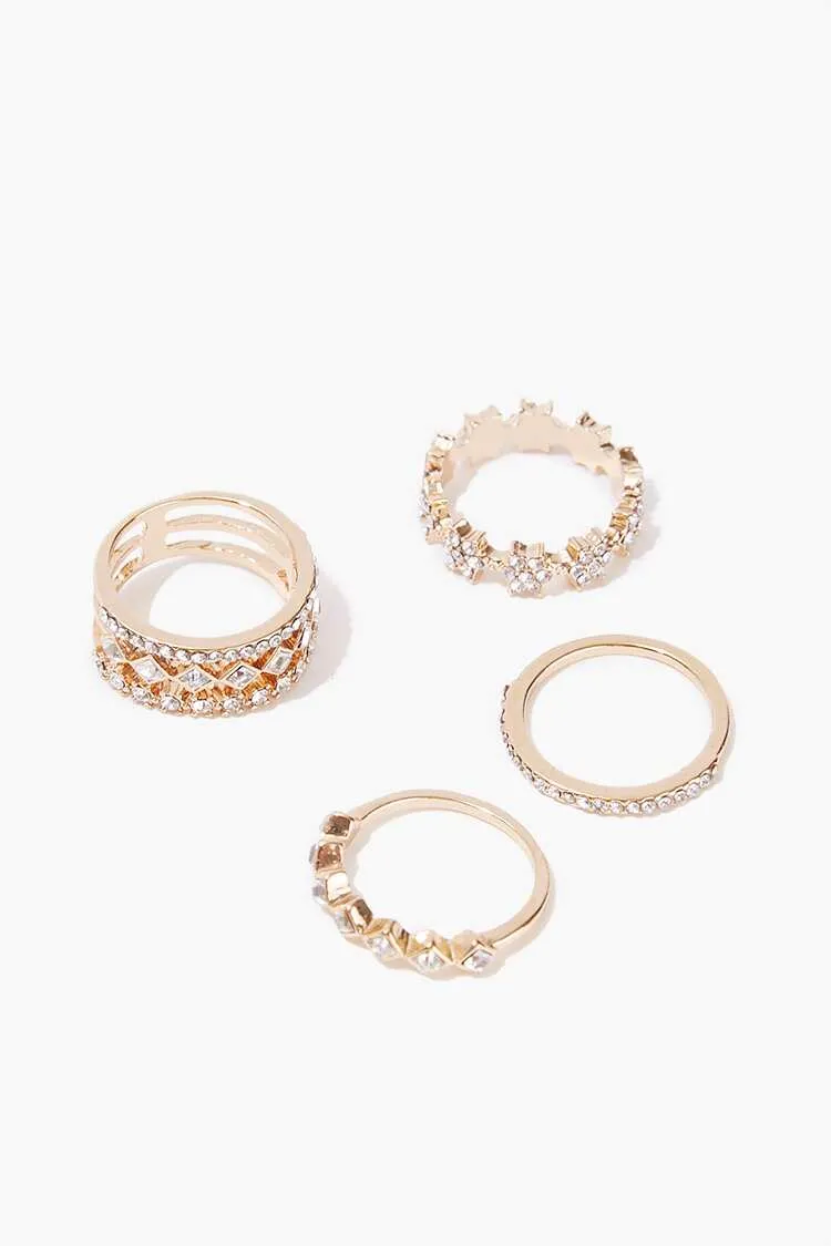 Rhinestone Ring Set (4 Pcs) sold by Urban Planet