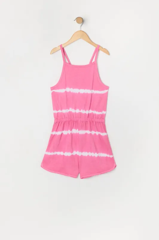 Girls Pink Tie Dye Print Dolphin Hem Romper sold by Urban Planet
