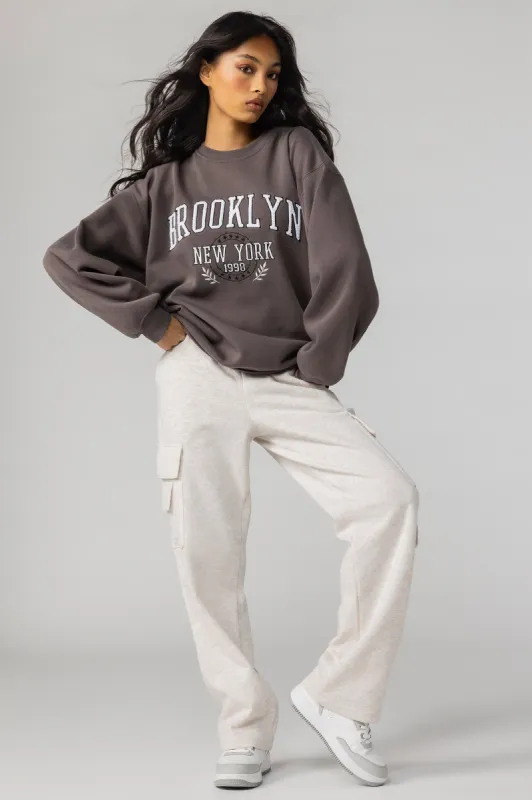 Brooklyn NY Chenille Embroidered Fleece Sweatshirt sold by Urban Planet