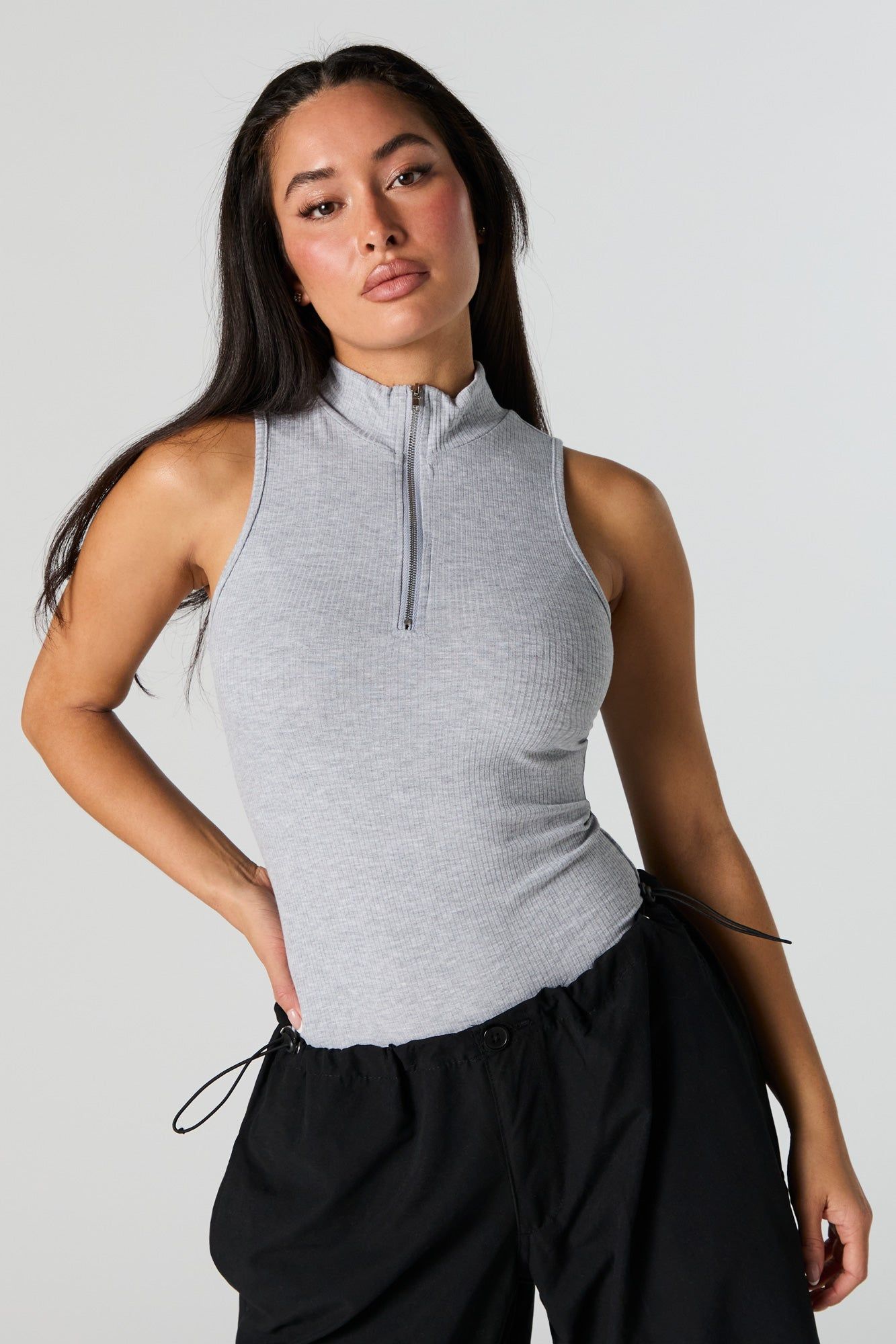 Maillot côtelé à col cheminée avec fermeture à glissière sold by Urban Planet product image thumbnail 5