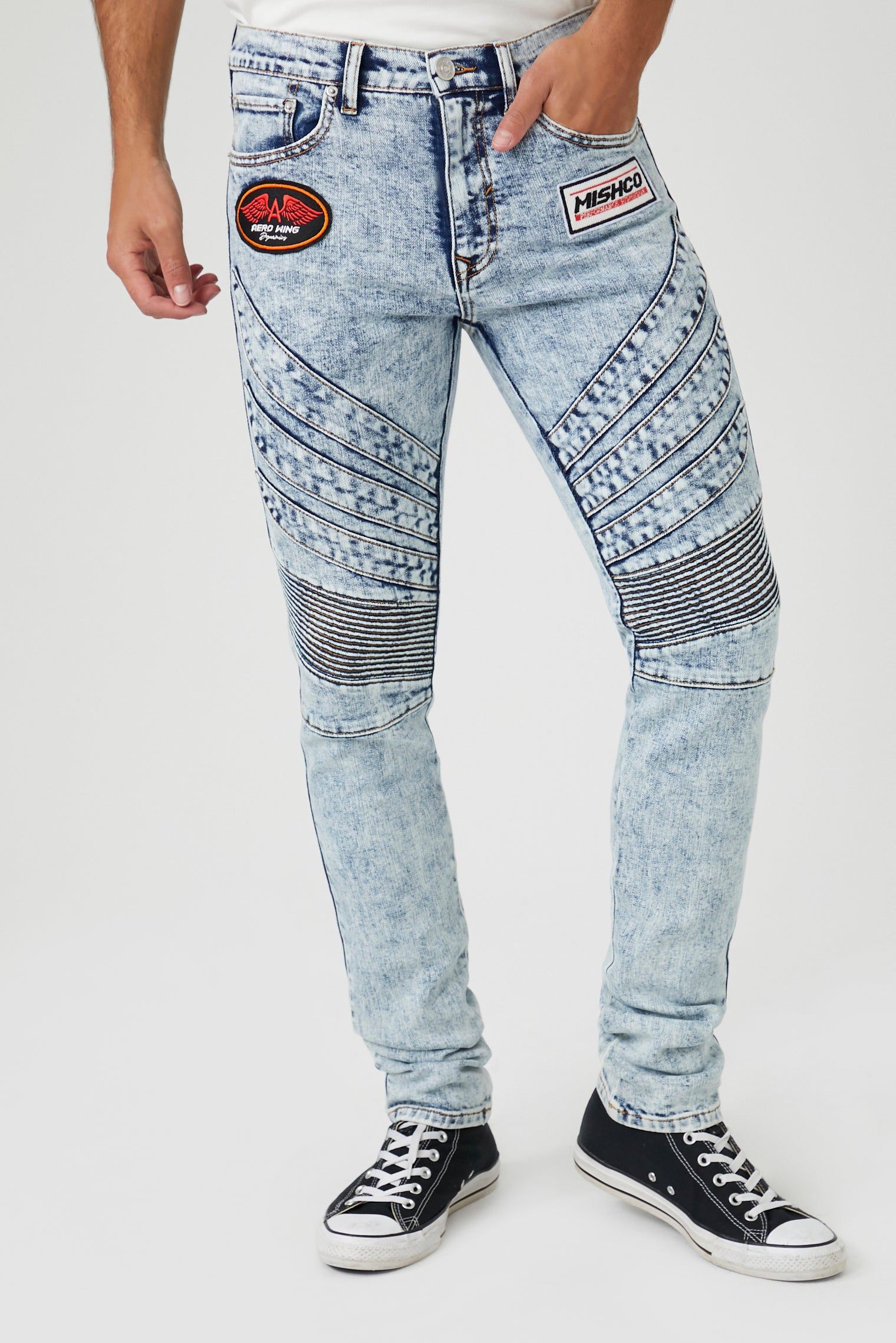 Patch Denim Moto Skinny Jean sold by Urban Planet