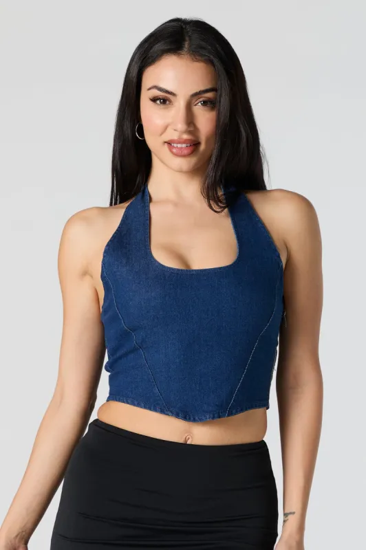 Denim Halter Corset sold by Urban Planet