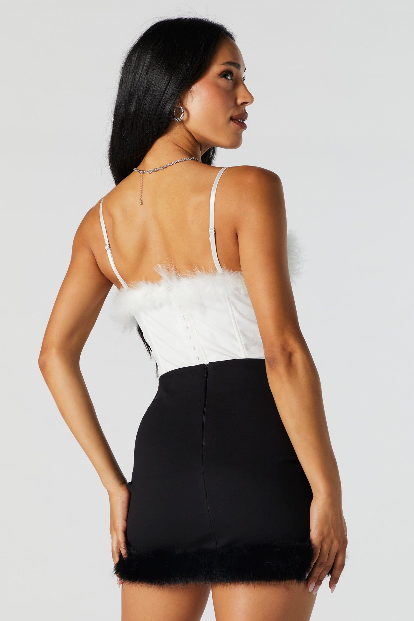 Ivory Feather Trim Corset Tank sold by Urban Planet product image thumbnail 3