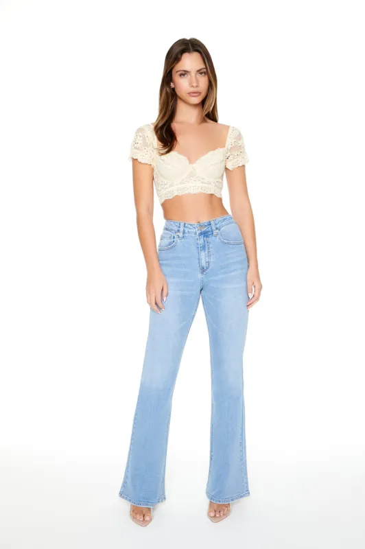 Angel Wing Embroidered Flare Jean sold by Urban Planet