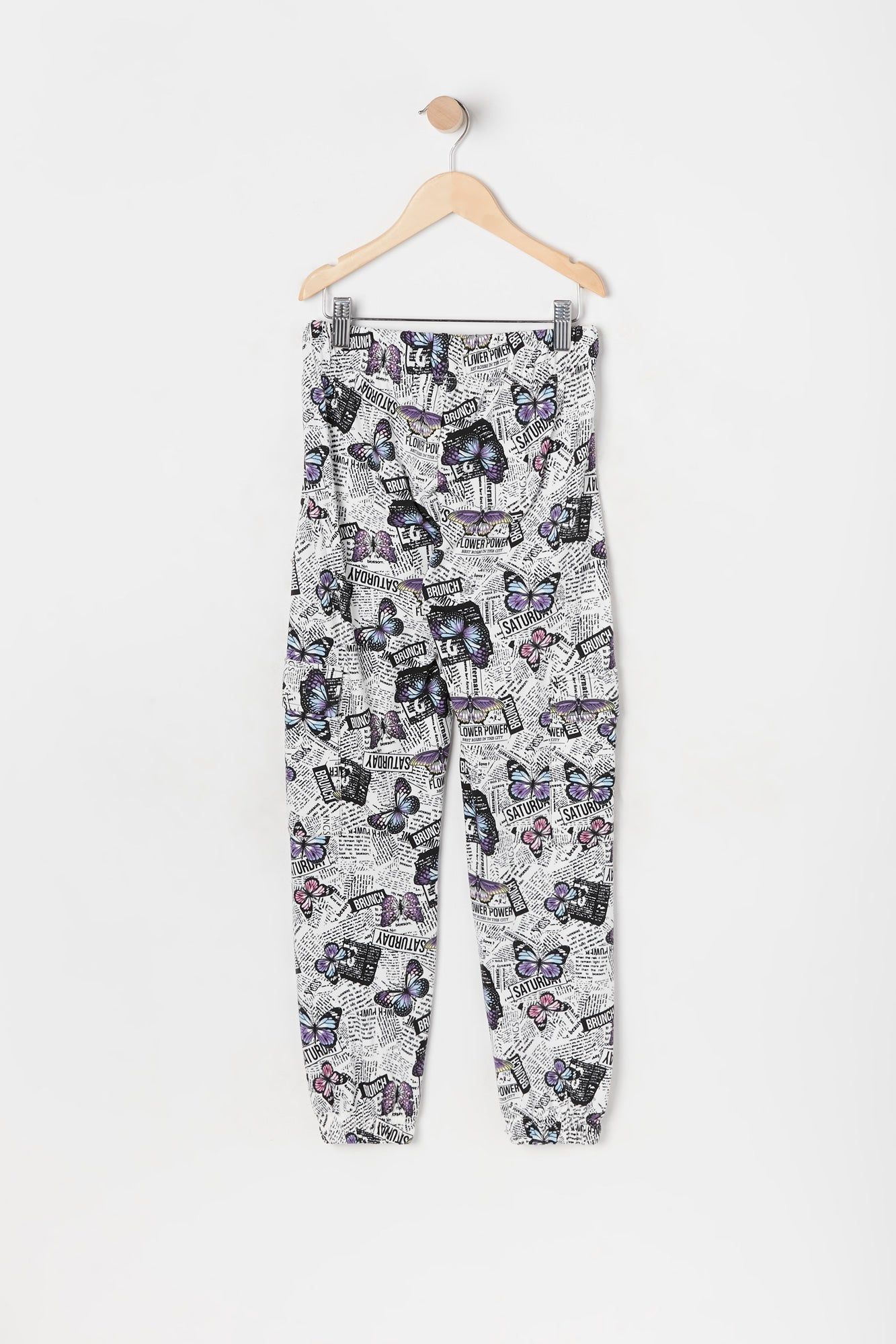 Girls Butterfly Print Cargo Fleece Jogger sold by Urban Planet product image thumbnail 2