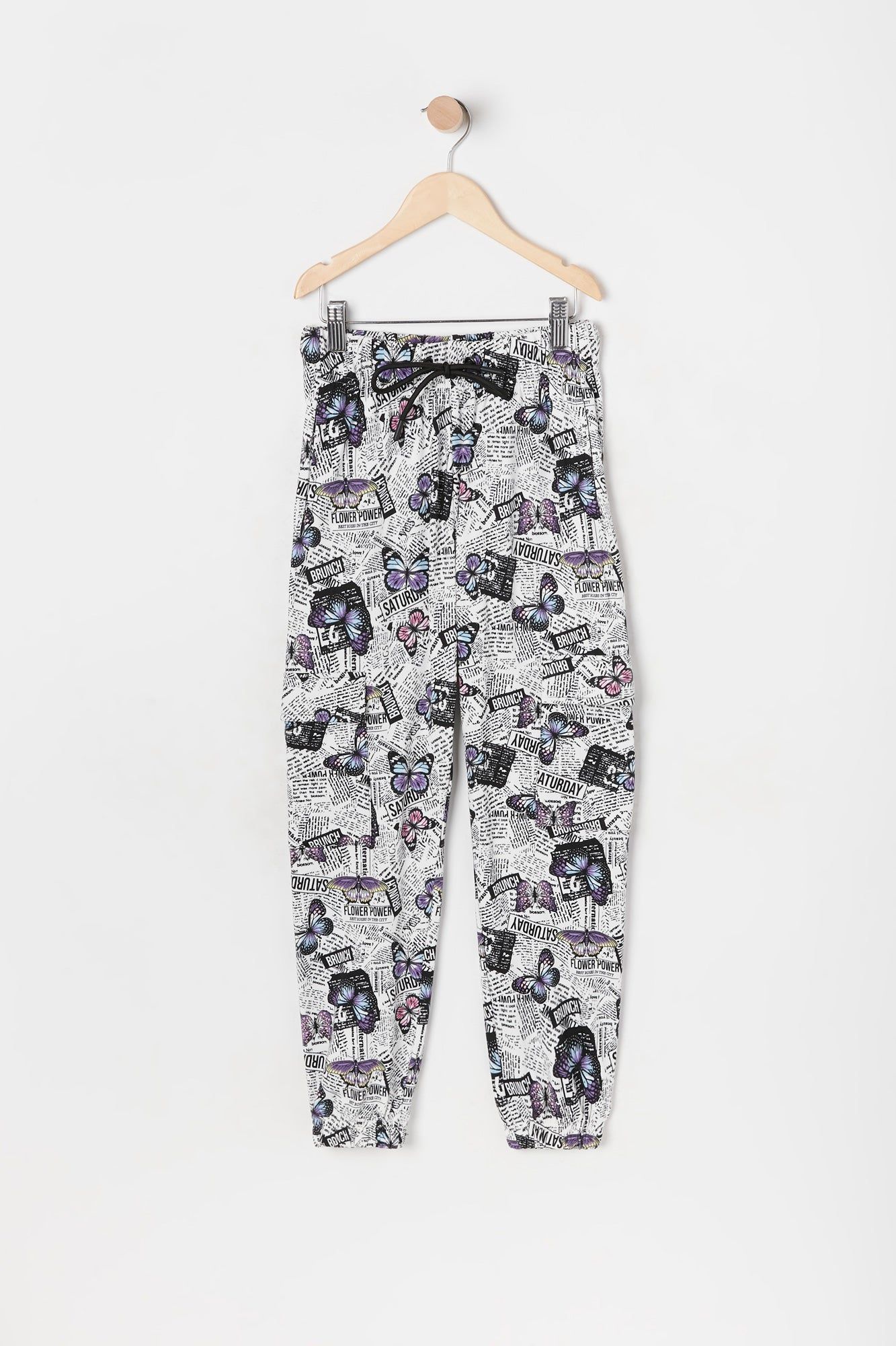 Girls Butterfly Print Cargo Fleece Jogger sold by Urban Planet