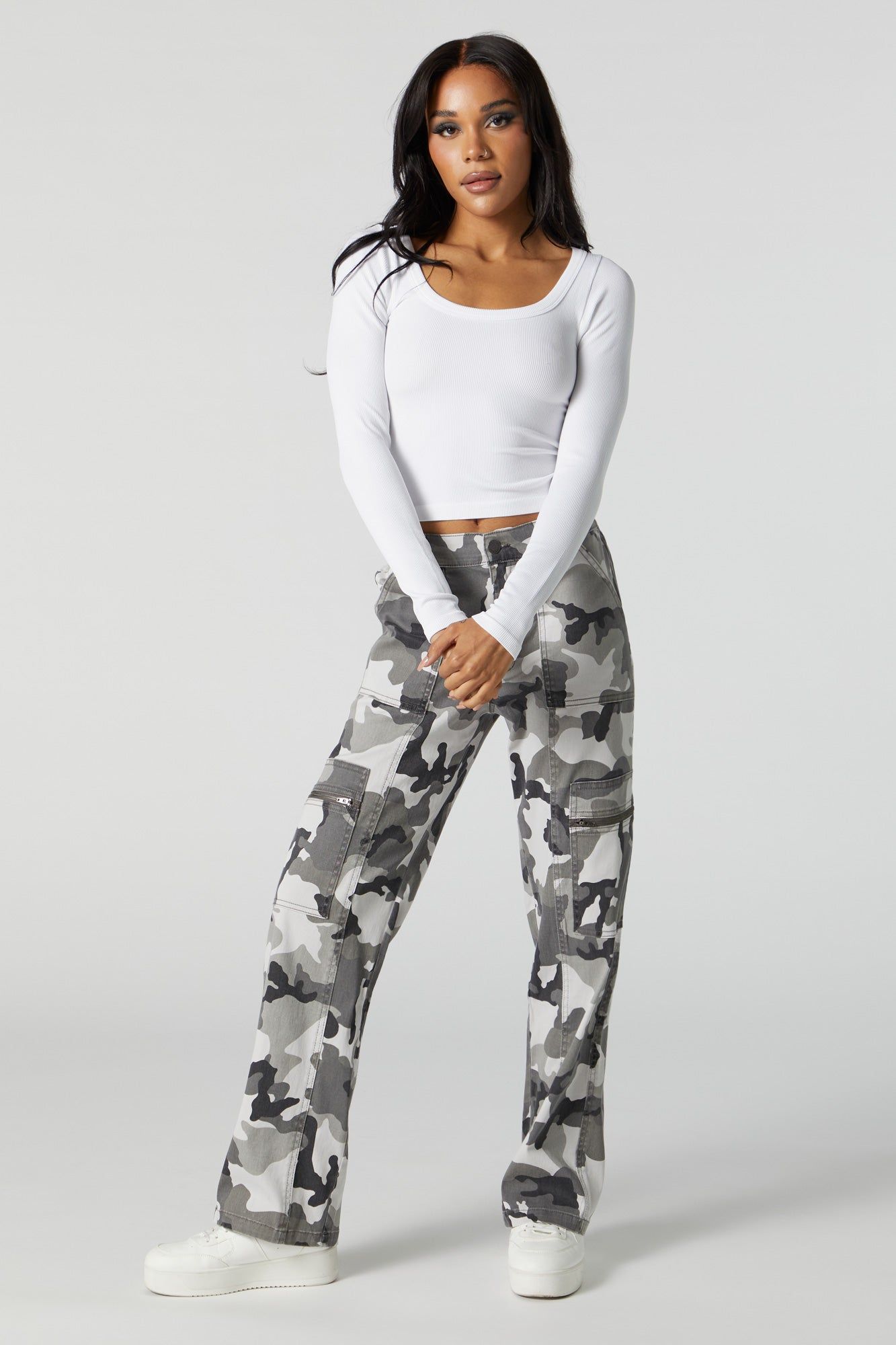 Seamless Ribbed Scoop Neck Long Sleeve Top sold by Urban Planet product image thumbnail 3