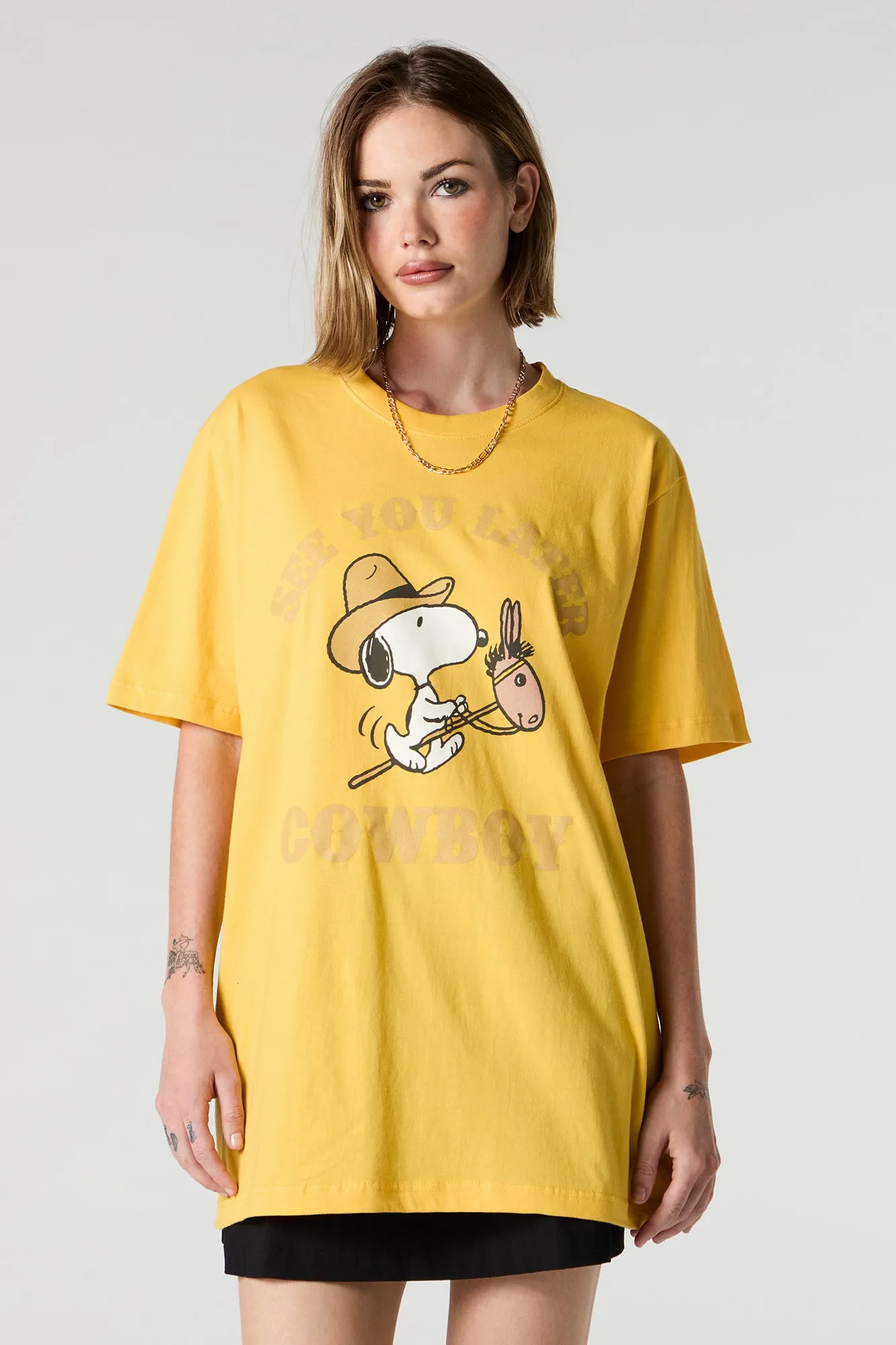 Snoopy Cowboy Graphic Boyfriend T-Shirt sold by Urban Planet product image thumbnail 2