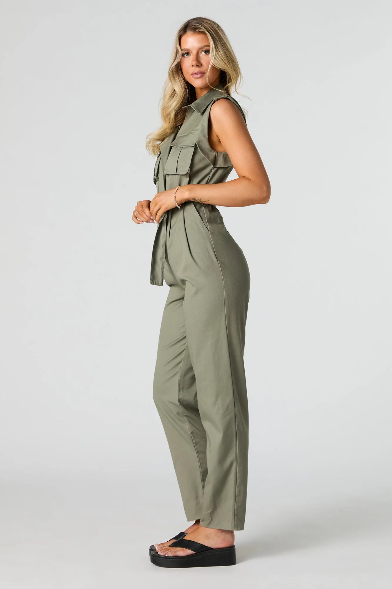 Sleeveless Belted Utility Jumpsuit sold by Urban Planet product image thumbnail 3