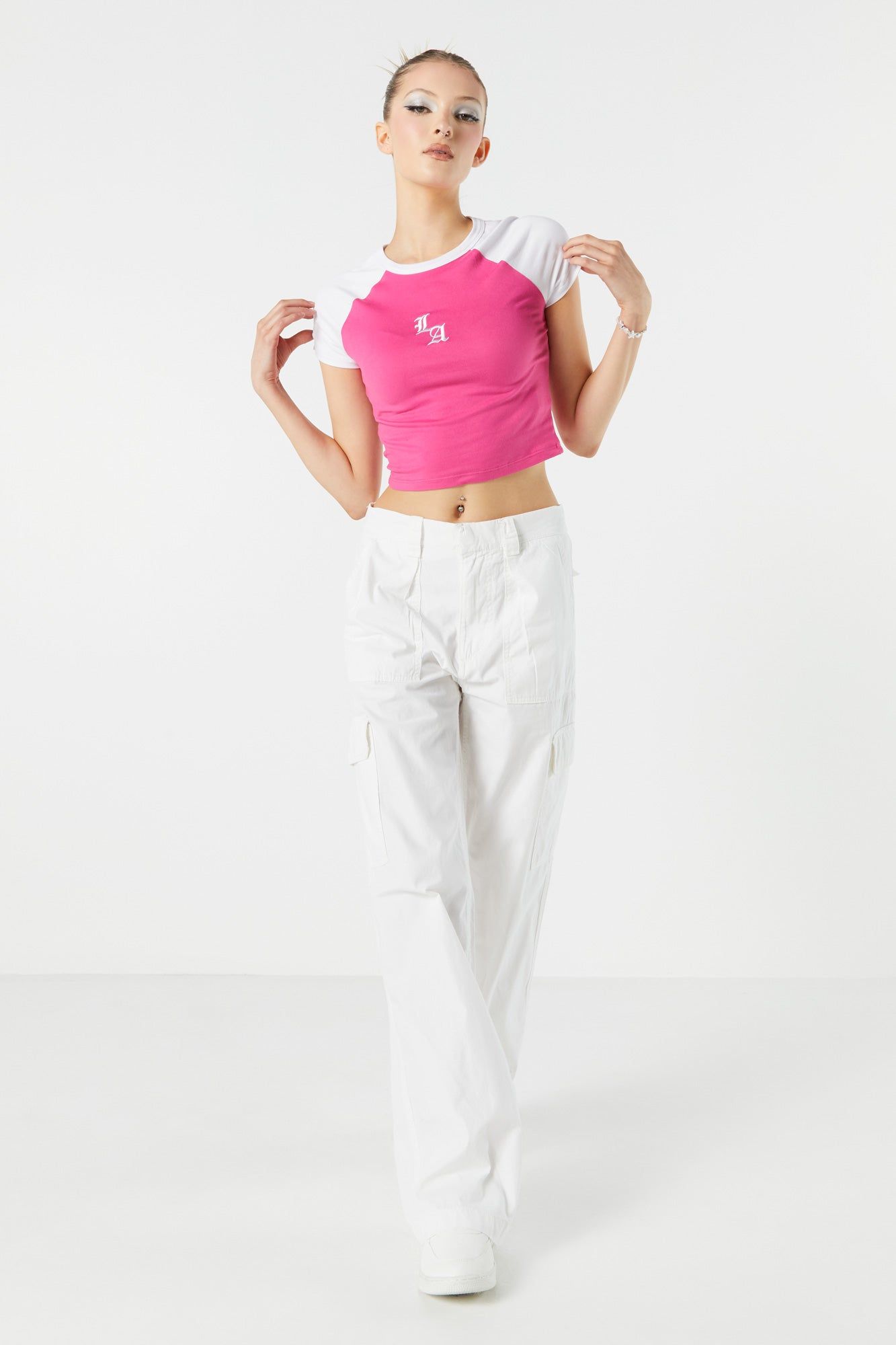 LA Graphic Cropped Raglan T-Shirt sold by Urban Planet product image thumbnail 3