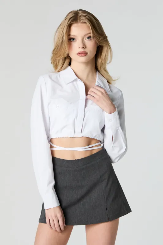 Strappy Cropped Button-Up Top sold by Urban Planet