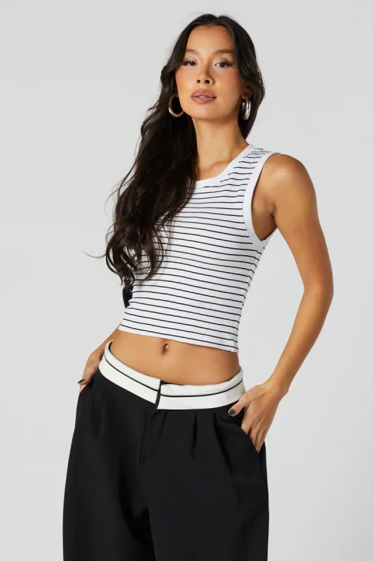 Striped Ribbed Crewneck  Tank sold by Urban Planet